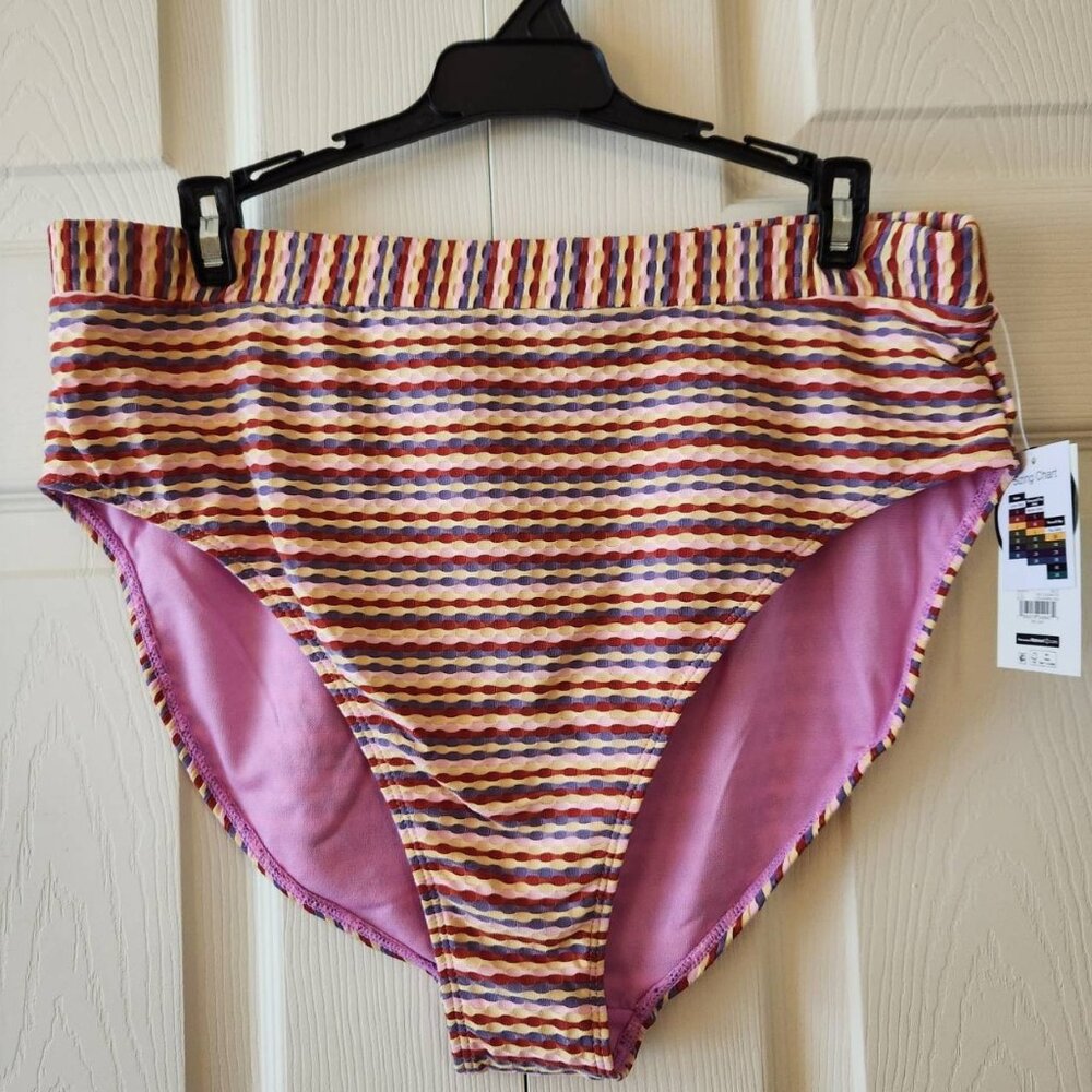 No Boundaries Women's High-Waisted Striped Bikini Bottom Size XL